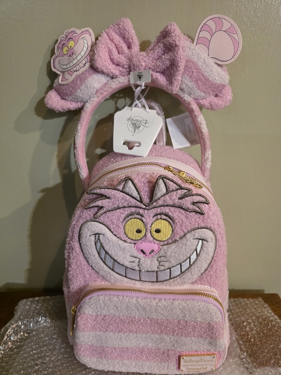 Disney Handbags - Disney Pink Cheshire Cat Kids Mini Backpack with Headband